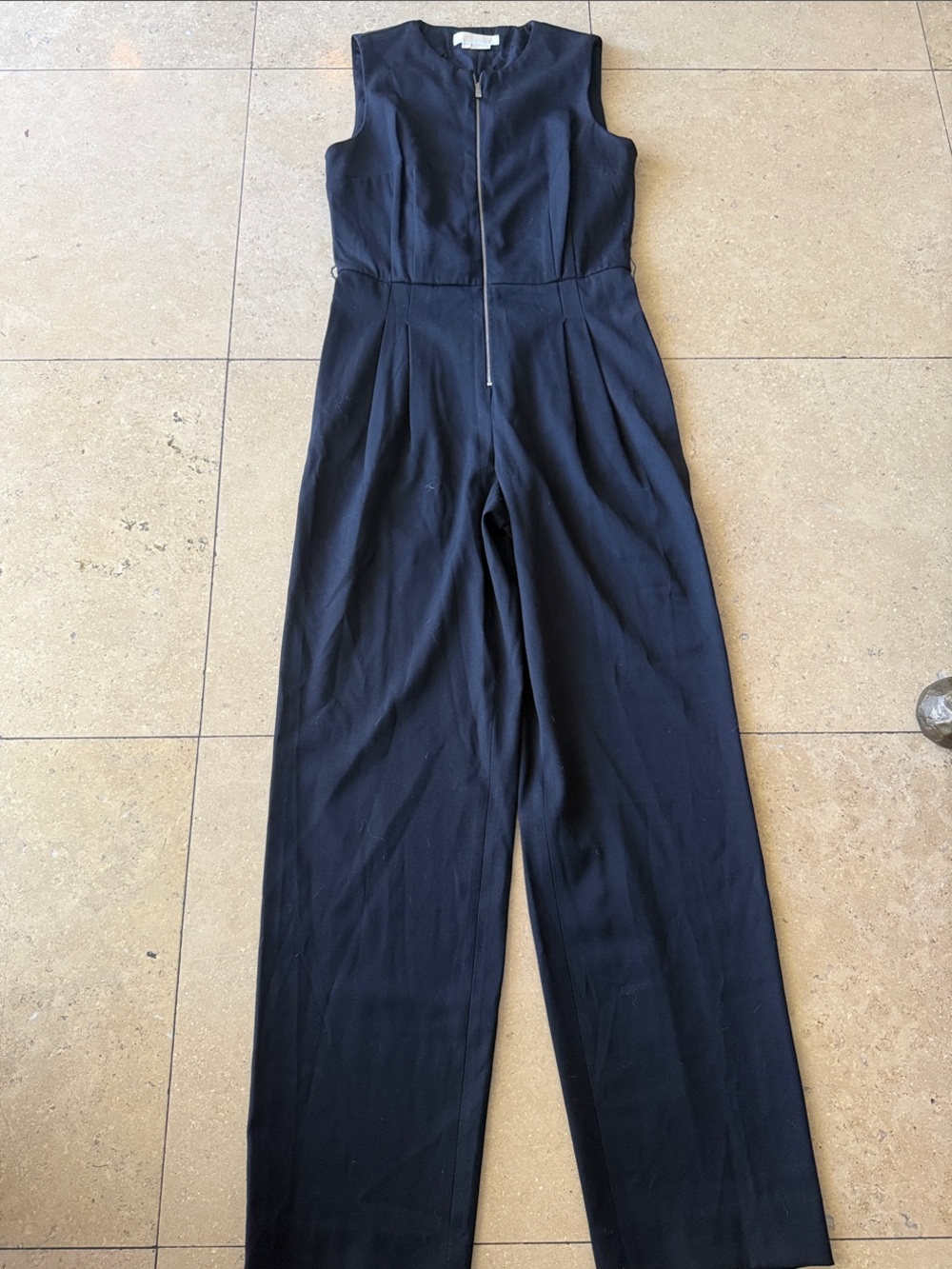 Michael Kors Collection Black Sleeveless Zip-Front Wide-Leg Jumpsuit
